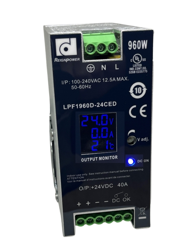 LPF1960D-24CED-24Vdc-40A-DIN-Rail-Power-Supply