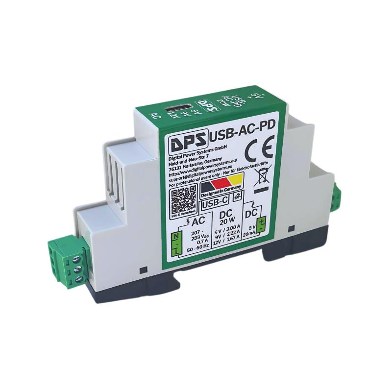 USB-AC-PD 230Vac 20W USB-C Power Delivery -PD- DIN Rail Charger